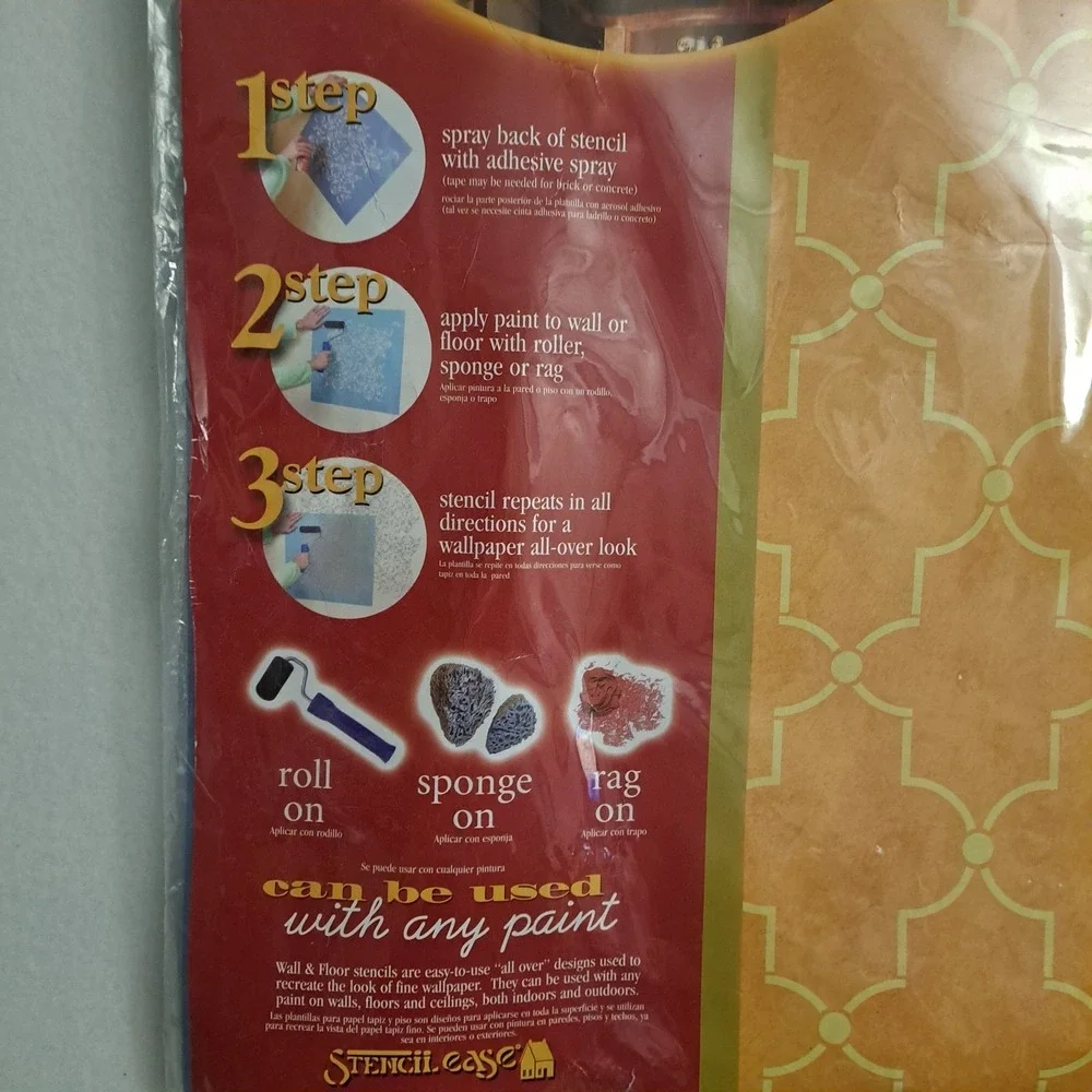 Stencil Ease Iron Lattice Wall Floor Stencil 19.5in Reusable Geometric NEW